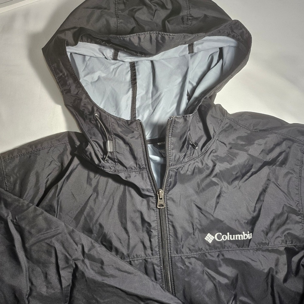 Columbia Glennaker Lake Rain Jacket Mens Large Black Hooded Full Zip 1706091-010